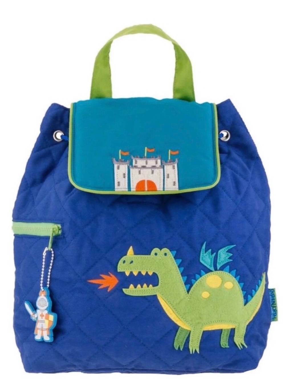 Kids Blue Dragon Quilted Backpack with Castle Flap
